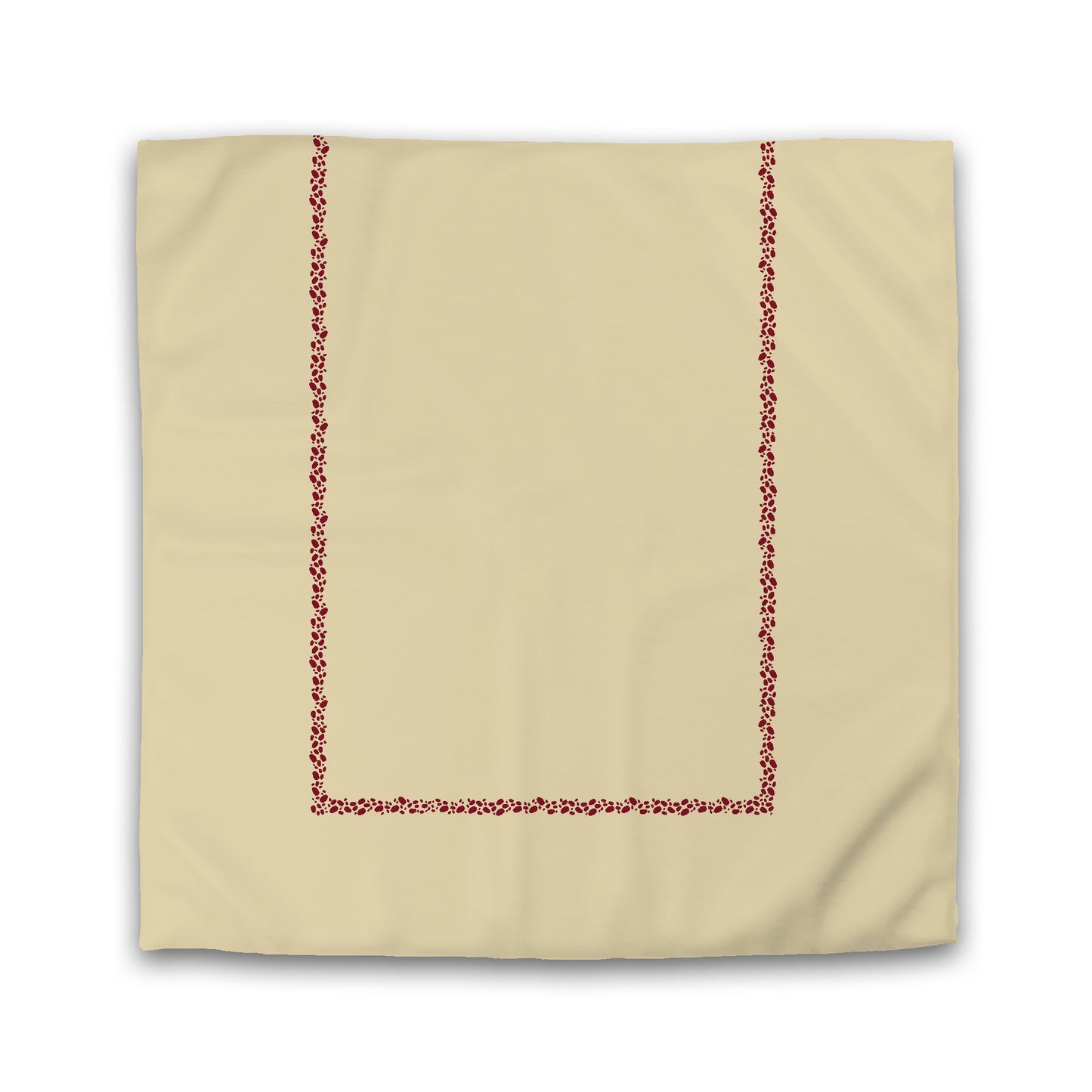 Desert Sand Cotton Sateen Duvet Cover, Burgundy Red Hand-painted Dab Motif Print, Classic Border, Queen (width x length) 90 x 90 inches / 229 x 229 cm