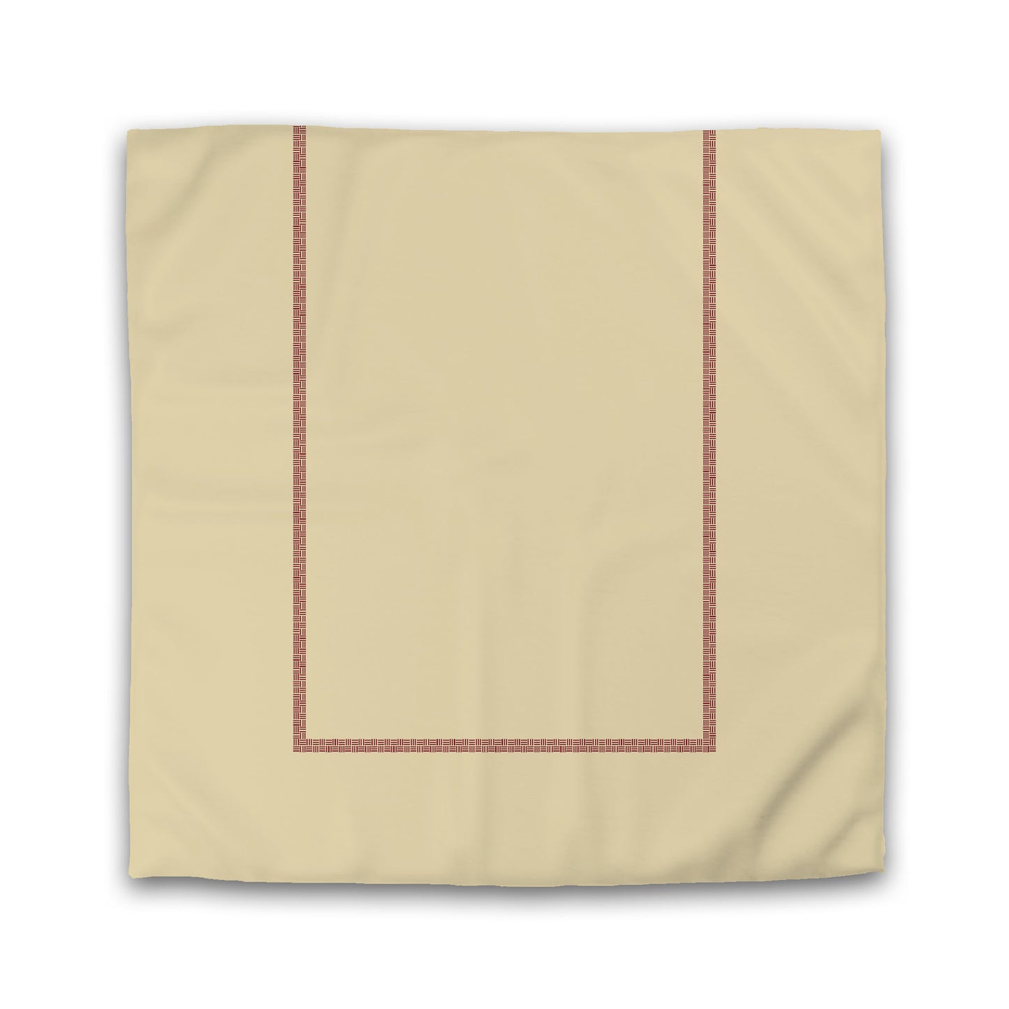 Desert Sand Cotton Sateen Duvet Cover, Burgundy Red Double Weave Motif Print, Classic Border, Queen (width x length) 90 x 90 inches / 229 x 229 cm