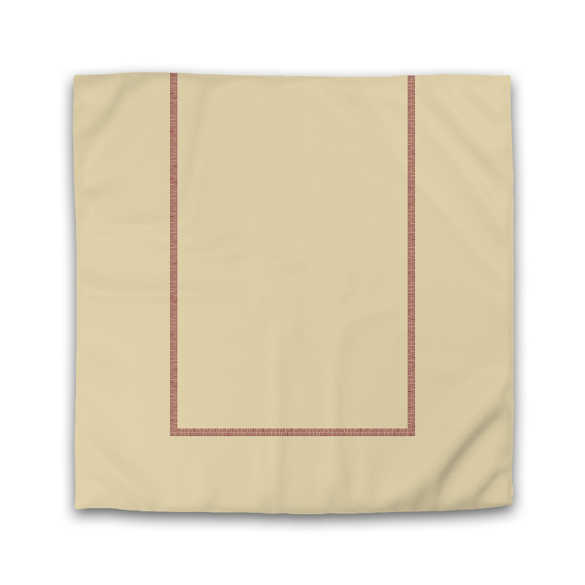 Desert Sand Cotton Sateen Duvet Cover, Burgundy Red Double Weave Motif Print, Classic Border, Queen (width x length) 90 x 90 inches / 229 x 229 cm