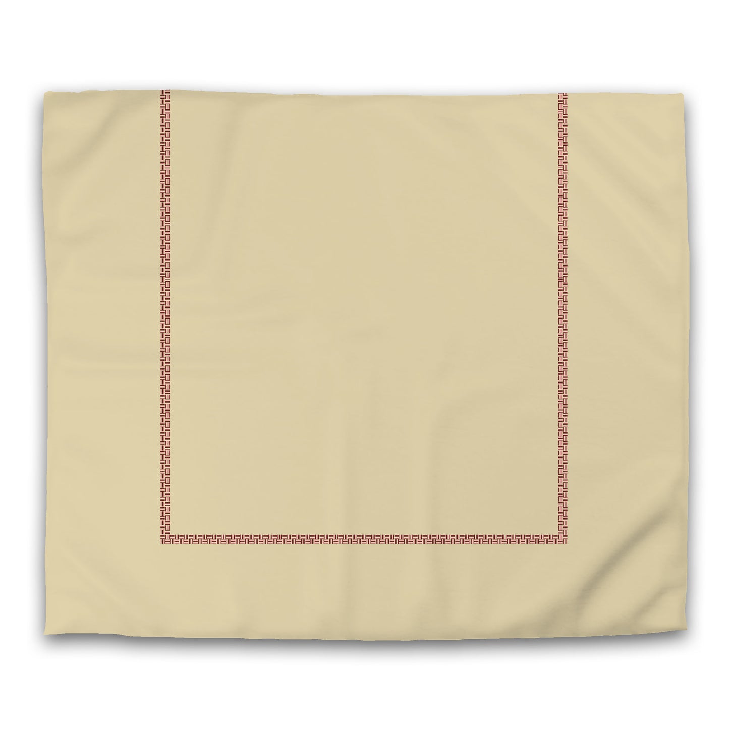 Desert Sand Cotton Sateen Duvet Cover, Burgundy Red Double Weave Motif Print, Classic Border, King (width x length) 106 x 92 inches / 269 x  234 cm