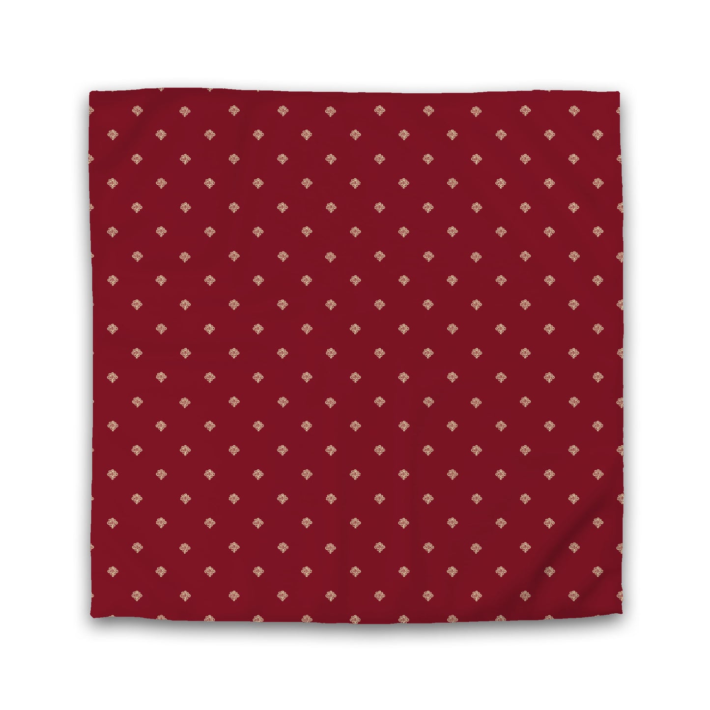 Burgundy Red Cotton Sateen Duvet Cover, Desert Sand Hand-painted Swizzle Motif Print, Queen (width x length) 90 x 90 inches / 229 x 229 cm