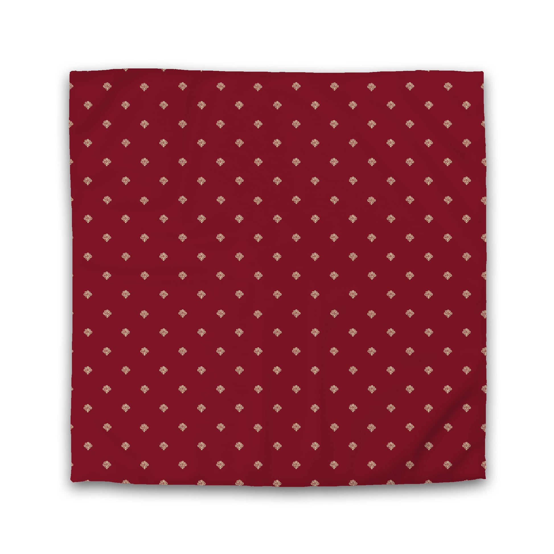 Burgundy Red Cotton Sateen Duvet Cover, Desert Sand Hand-painted Swizzle Motif Print, Queen (width x length) 90 x 90 inches / 229 x 229 cm