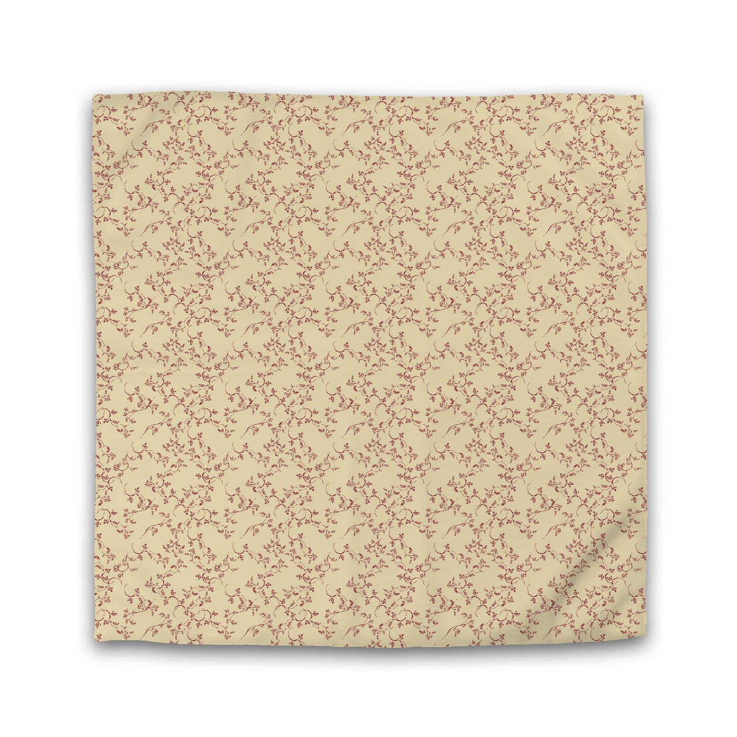 Desert Sand Cotton Sateen Duvet Cover, Burgundy Red Hand-painted Vine Print, Queen (width x length) 90 x 90 inches / 229 x 229 cm