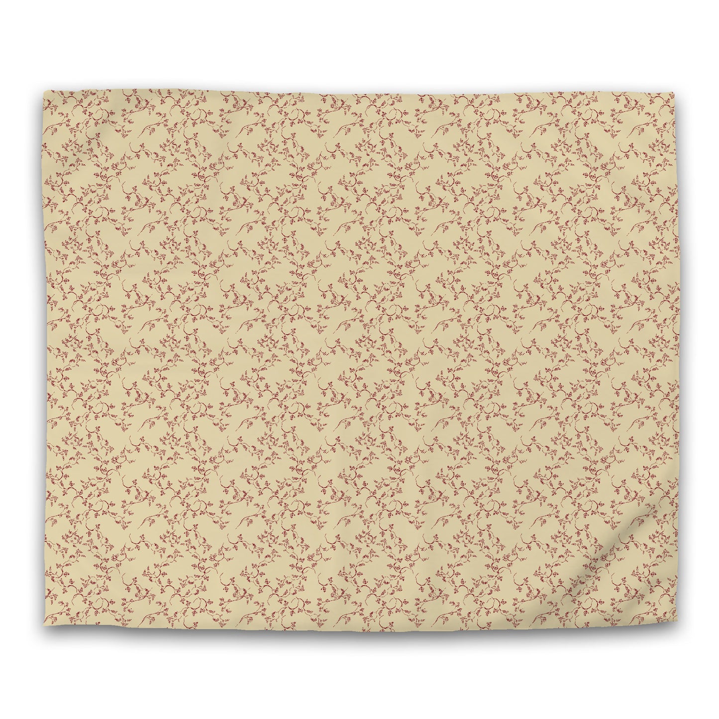 Desert Sand Cotton Sateen Duvet Cover, Burgundy Red Hand-painted Vine Print, King (width x length) 106 x 92 inches / 269 x  234 cm