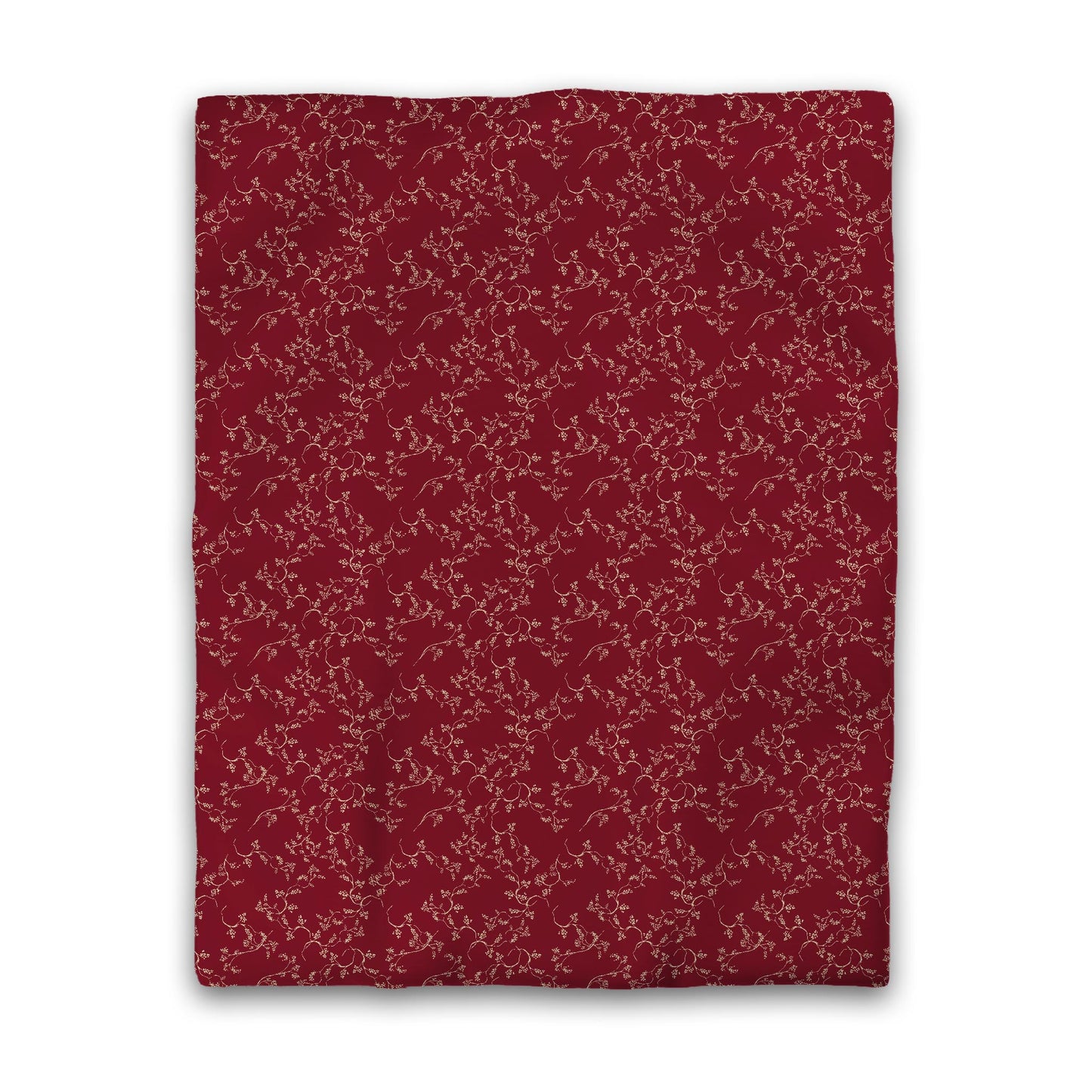 Burgundy Red Microfiber Duvet Cover, Desert Sand Hand-painted Vine Print, Twin (width x length) 68 x 88 inches / 173 x 224 cm