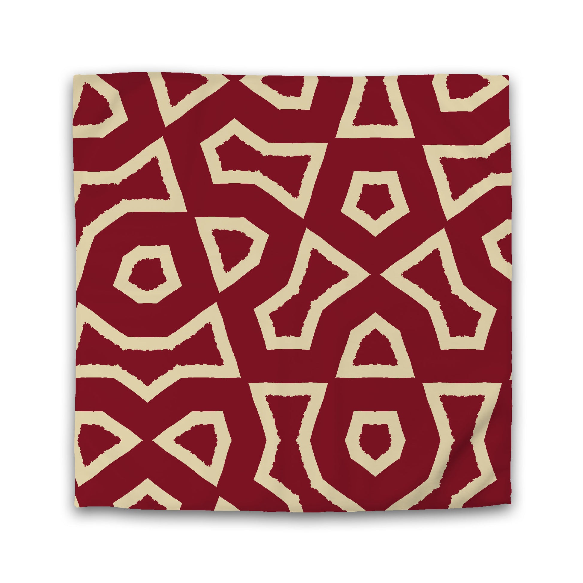 Burgundy Red Cotton Sateen Duvet Cover, Bold Desert Sand Graphic, Queen (width x length) 90 x 90 inches / 229 x 229 cm
