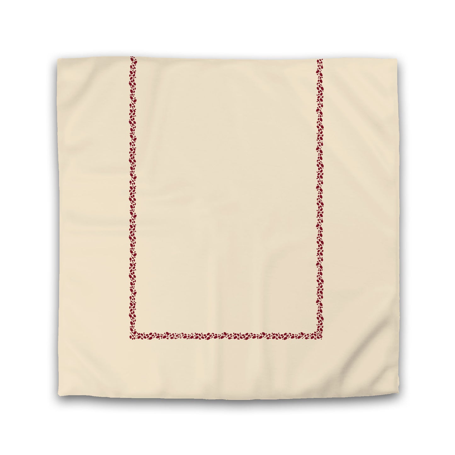 Beige Microfibre Duvet Cover, Burgundy Red Hand-painted Dab Motif Print, Classic Border, Queen (width x length) 88 x 88 inches / 224 x 224 cm