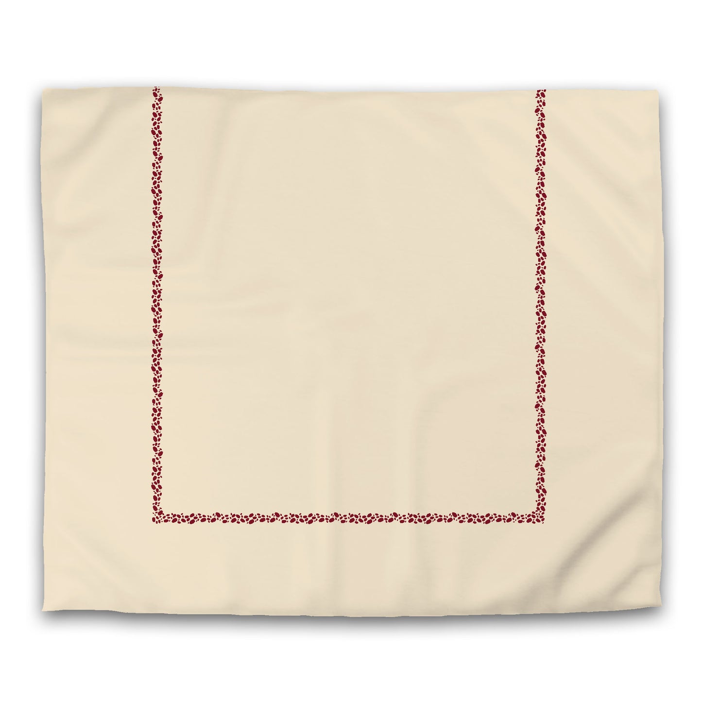 Beige Microfibre Duvet Cover, Burgundy Red Hand-painted Dab Motif Print, Classic Border, King (width x length) 104 x 88 inches / 264 x 224 cm