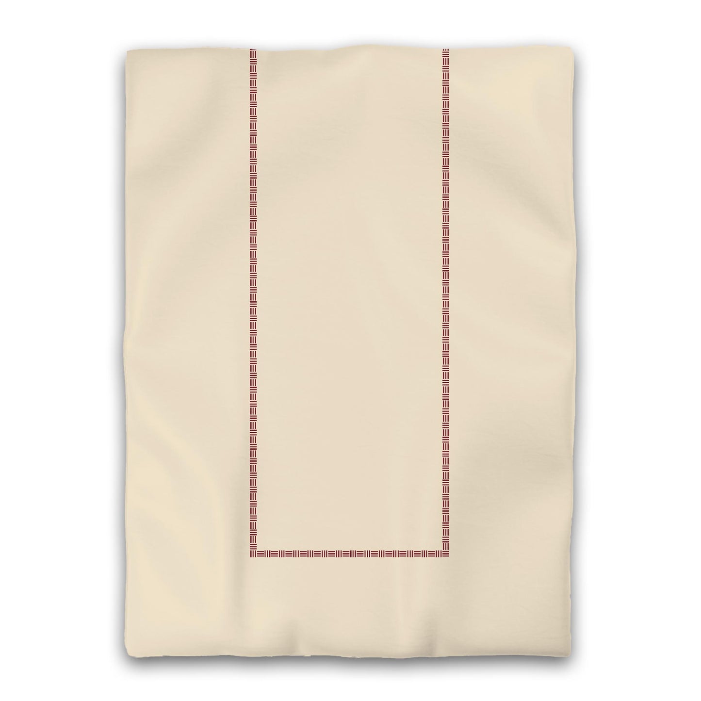 Beige Microfibre Duvet Cover, Burgundy Red Single Weave Motif Print, Classic Border, Twin XL (width x length) 68 x 92 inches /  173 x 234 cm