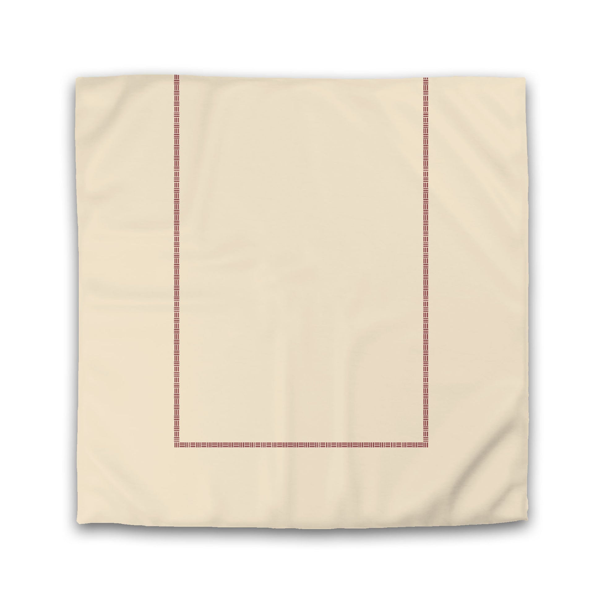 Beige Microfibre Duvet Cover, Burgundy Red Single Weave Motif Print, Classic Border, Queen (width x length) 88 x 88 inches / 224 x 224 cm