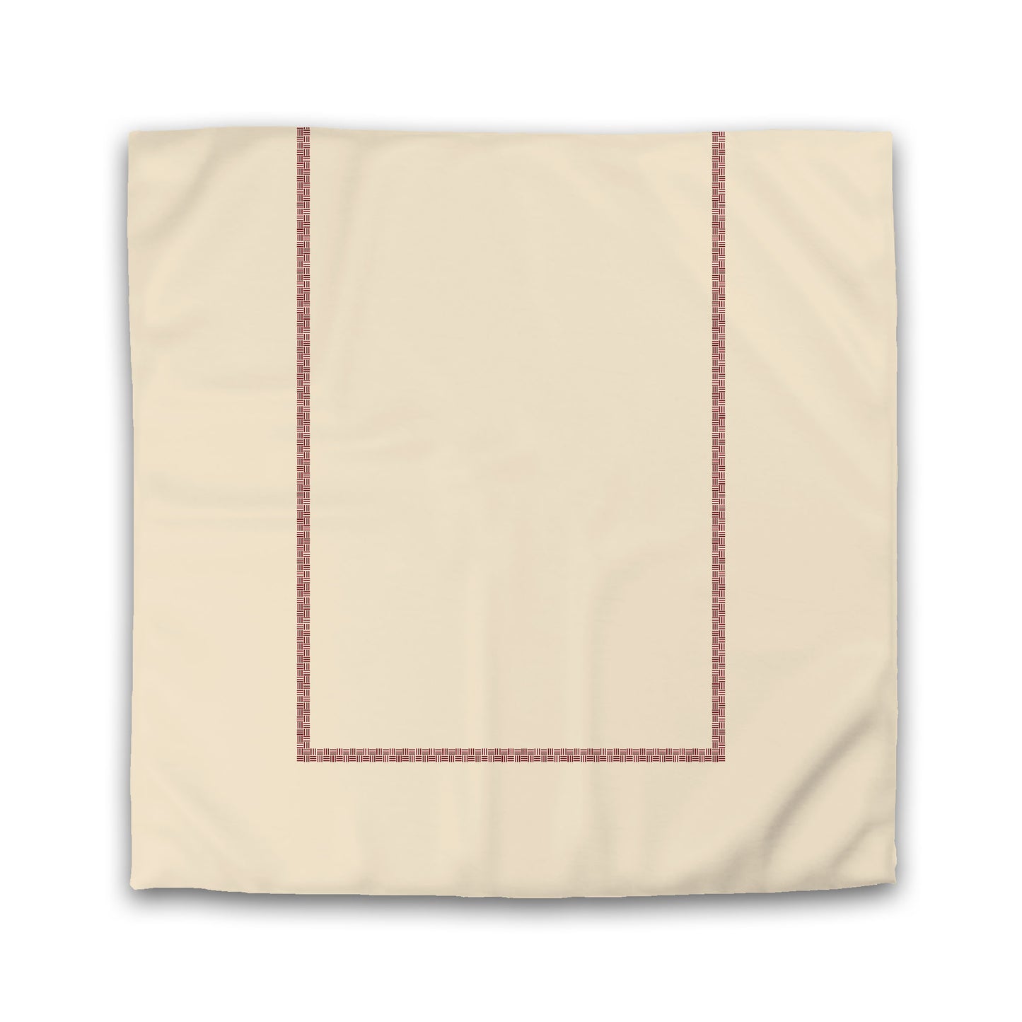 Beige Microfibre Duvet Cover, Burgundy Red Double Weave Motif Print, Classic Border, Queen (width x length) 88 x 88 inches / 224 x 224 cm