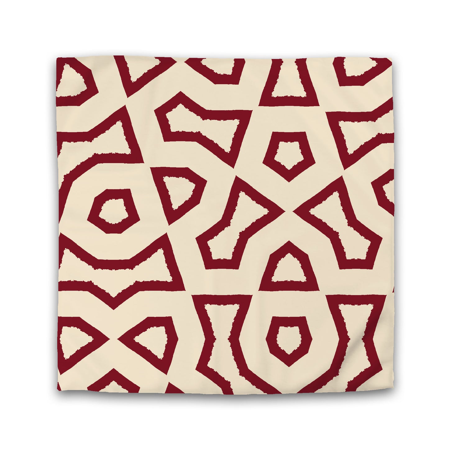Beige Microfibre Duvet Cover, Bold Burgundy Red Graphic, Queen (width x length) 88 x 88 inches / 224 x 224 cm