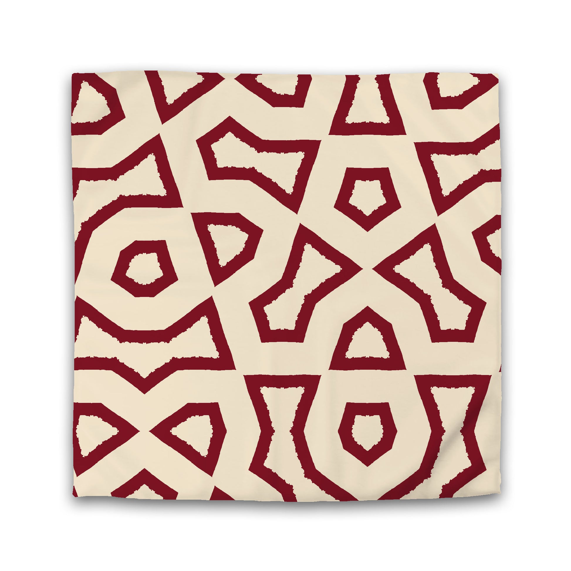 Beige Microfibre Duvet Cover, Bold Burgundy Red Graphic, Queen (width x length) 88 x 88 inches / 224 x 224 cm