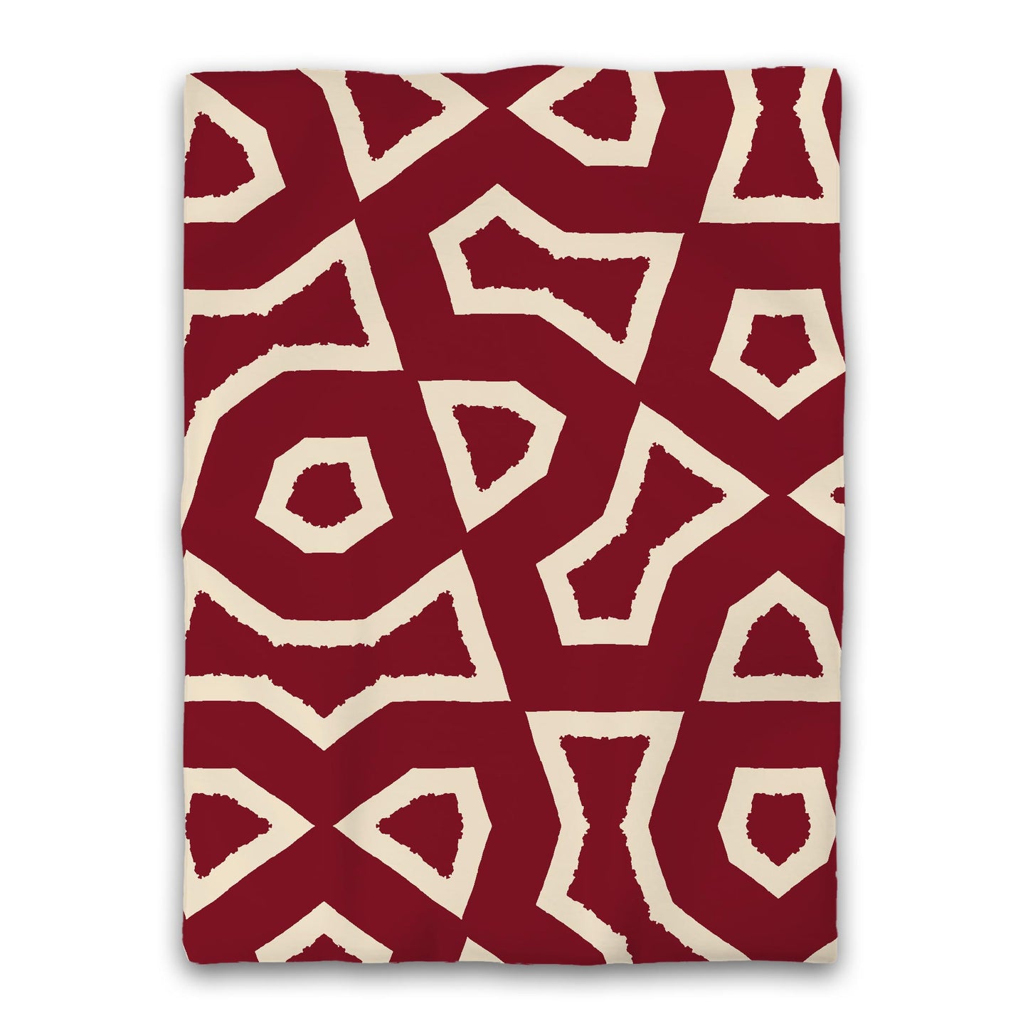 Burgundy Red Microfiber Duvet Cover, Bold Beige Graphic, Twin XL (width x length) 68 x 92 inches /  173 x 234 cm