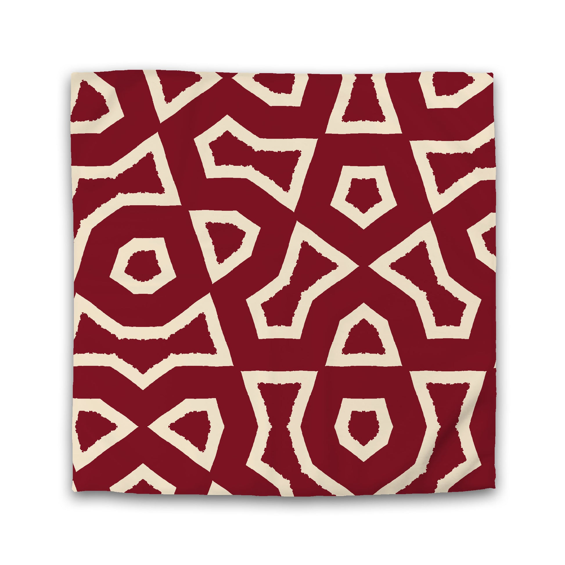 Burgundy Red Microfiber Duvet Cover, Bold Beige Graphic, Queen (width x length) 88 x 88 inches / 224 x 224 cm
