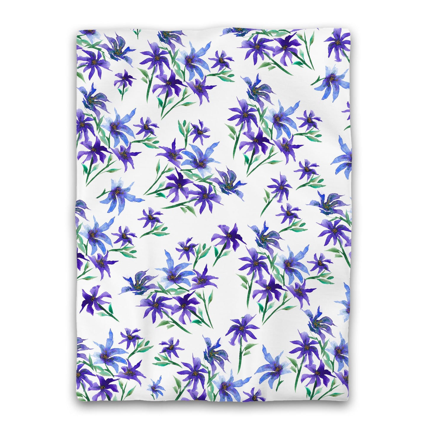 White Microfiber Duvet, Large Purple Floral Print, Twin XL - 68 x 92 inches