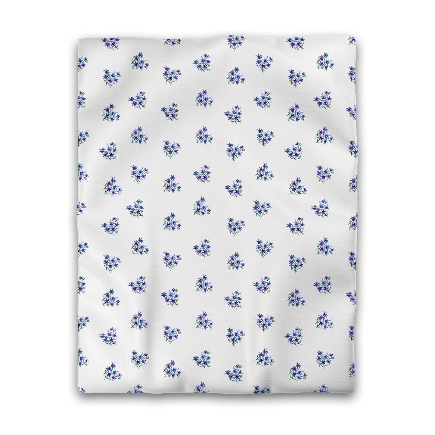 White Microfiber Duvet, Medium Purple Floral Pattern, Twin - 68 x 88 inches
