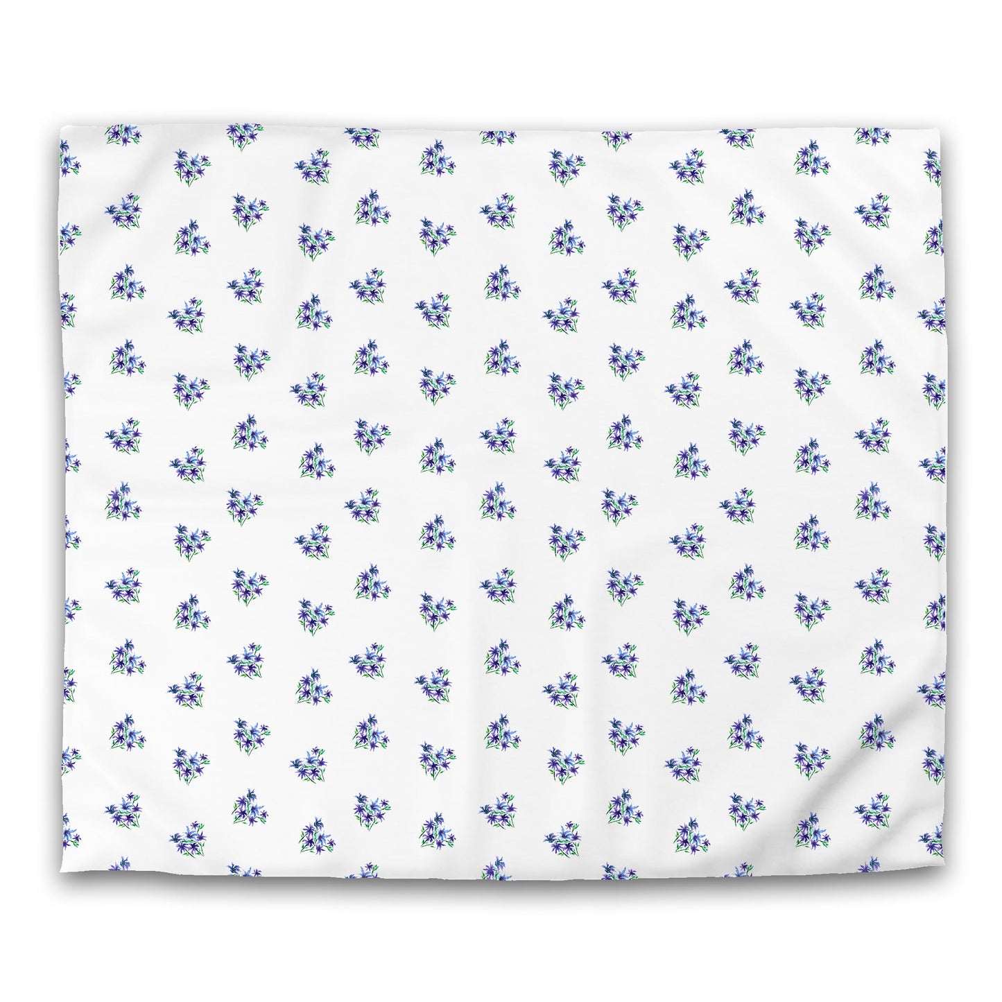 Off-White Cotton Sateen Duvet, Medium Purple Floral Pattern, King - 106 x 92 inches