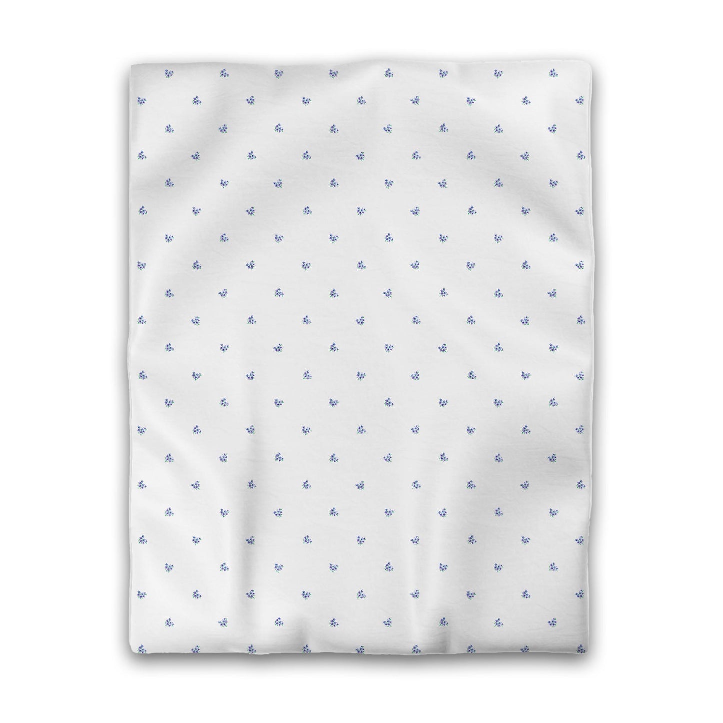 Off-White Cotton Sateen Duvet, Small Purple Floral Pattern, Twin - 70 x 90 inches