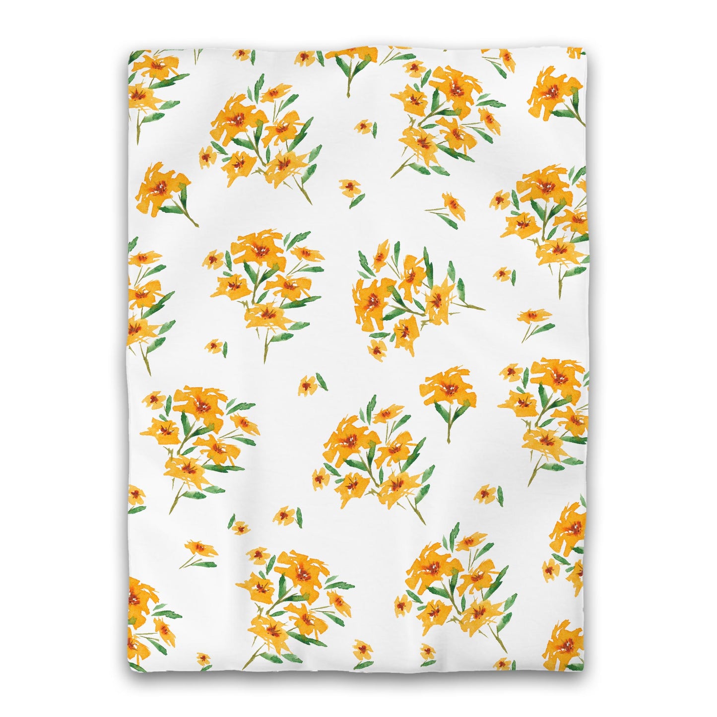White Microfiber Duvet, Large Yellow-Orange Floral Print, Twin XL - 68 x 92 inches