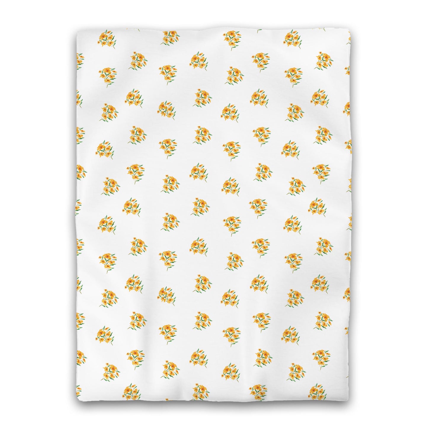 White Microfiber Duvet, Medium Yellow-Orange Floral Pattern, Twin XL - 68 x 92 inches