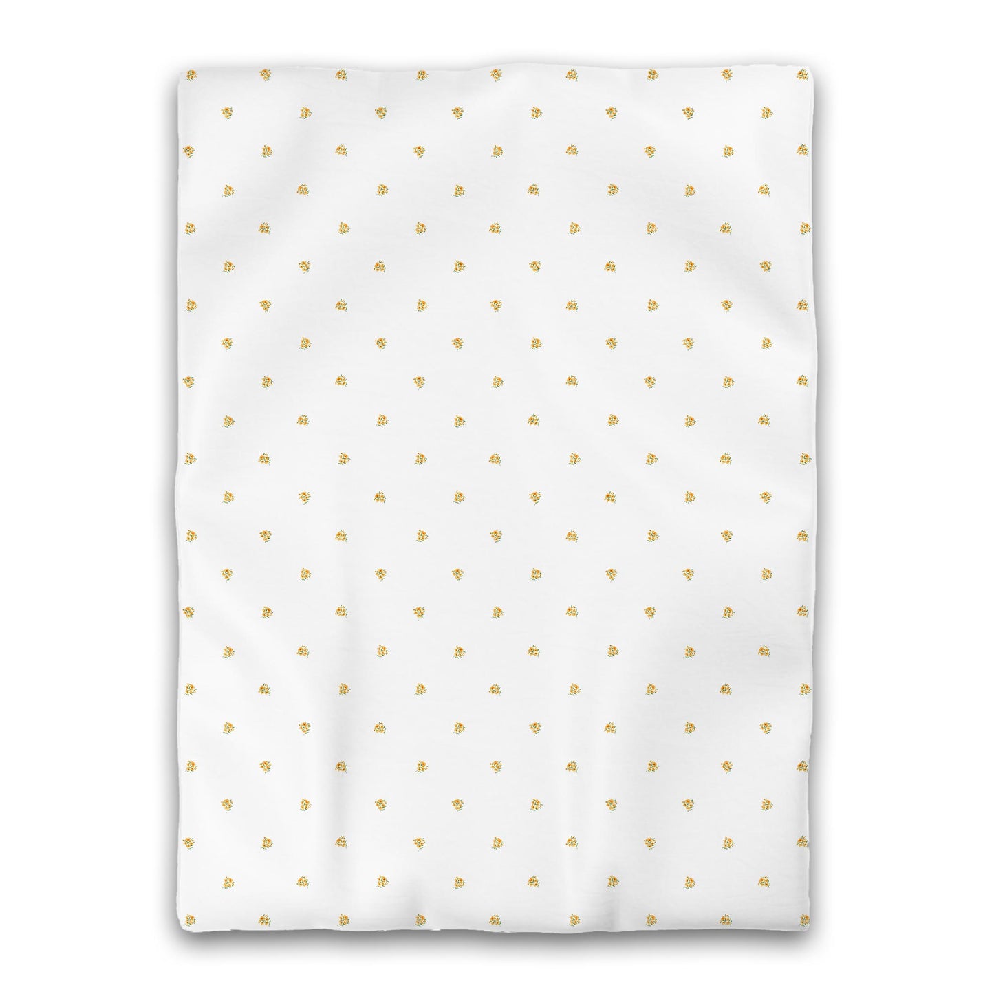 White Microfiber Duvet, Small Yellow-Orange Floral Pattern, Twin XL - 68 x 92 inches