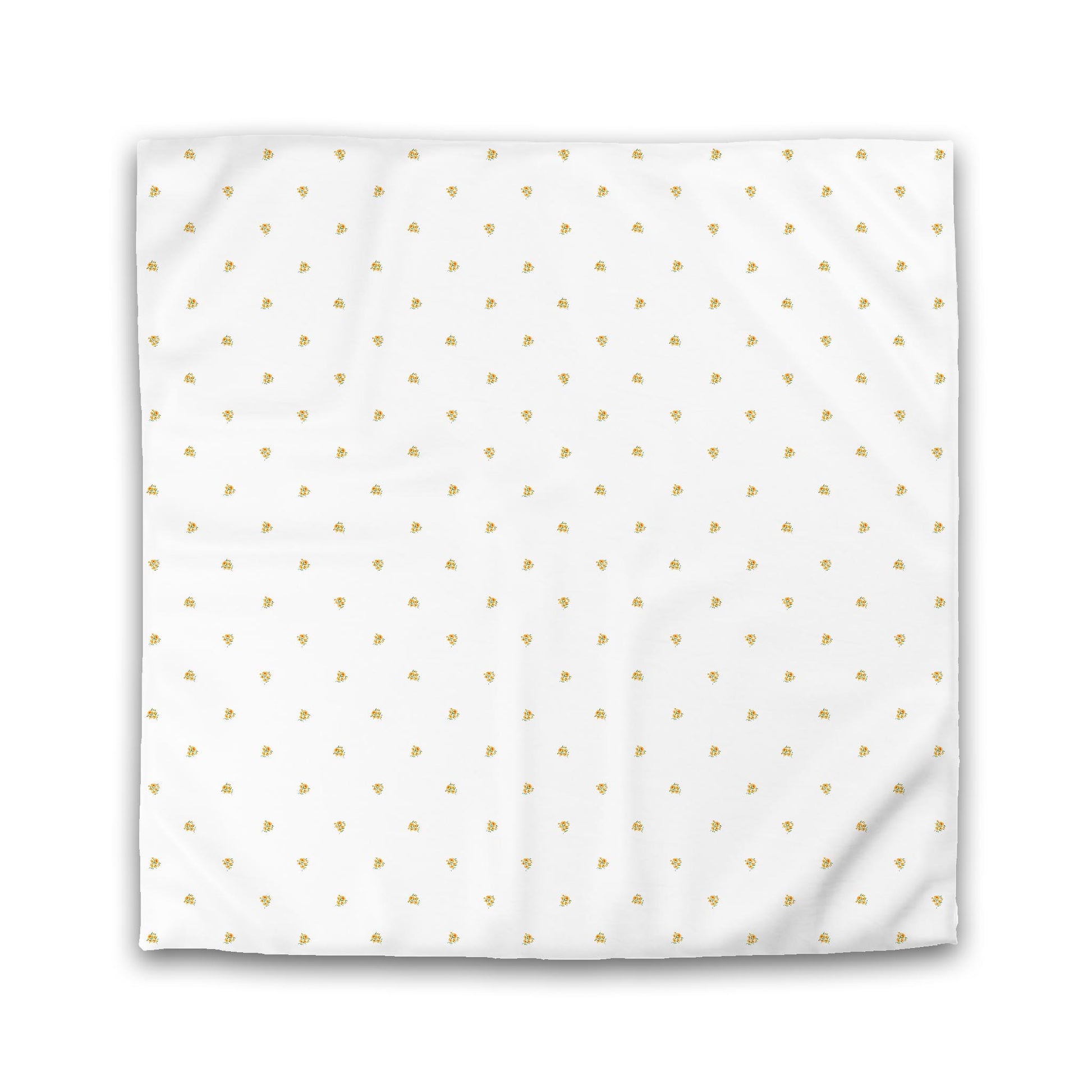 Off-White Cotton Sateen Duvet, Small Blue Floral Pattern, Queen - 90 x 90 inches