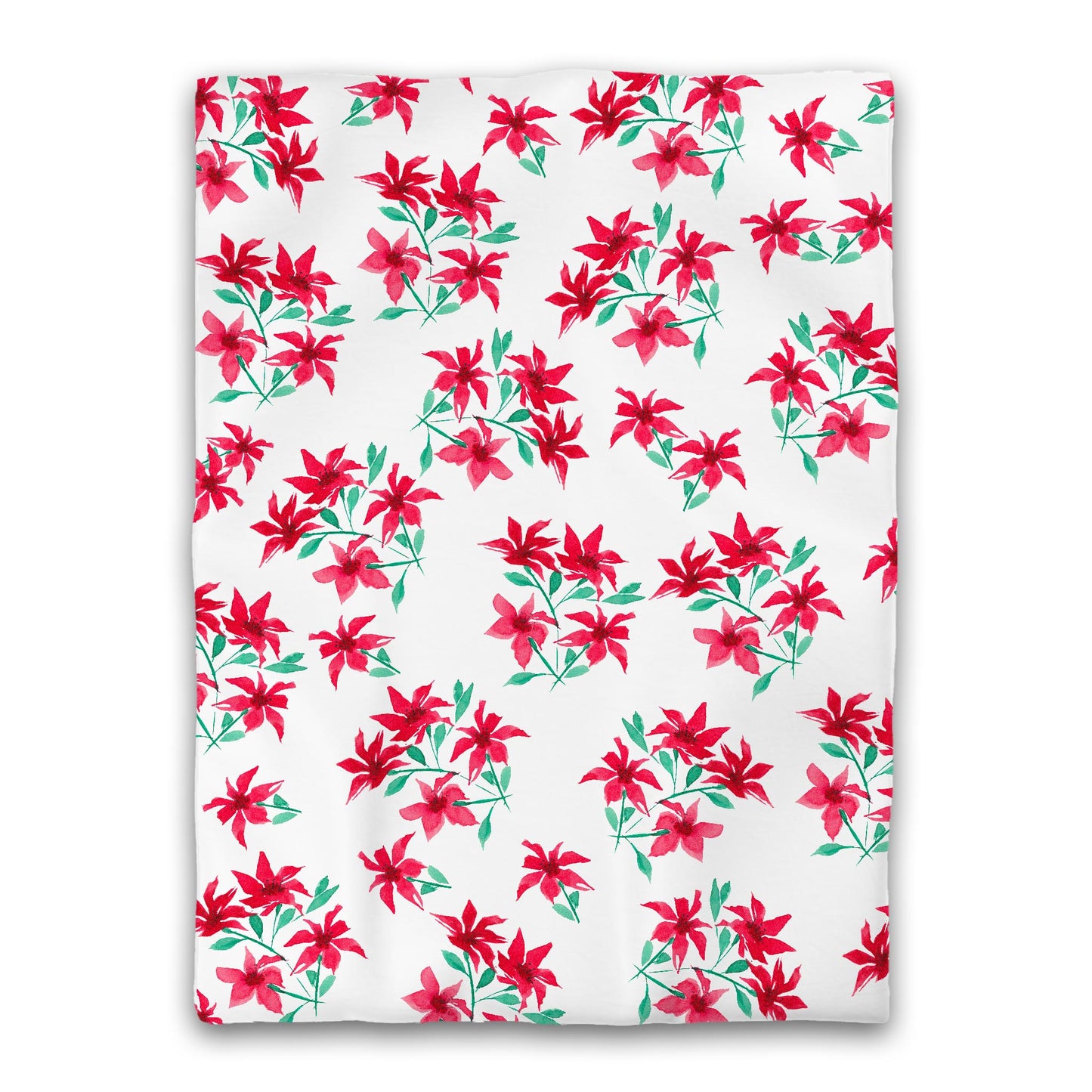 White Microfiber Duvet, Large Red Floral Print, Twin XL - 68 x 92 inches