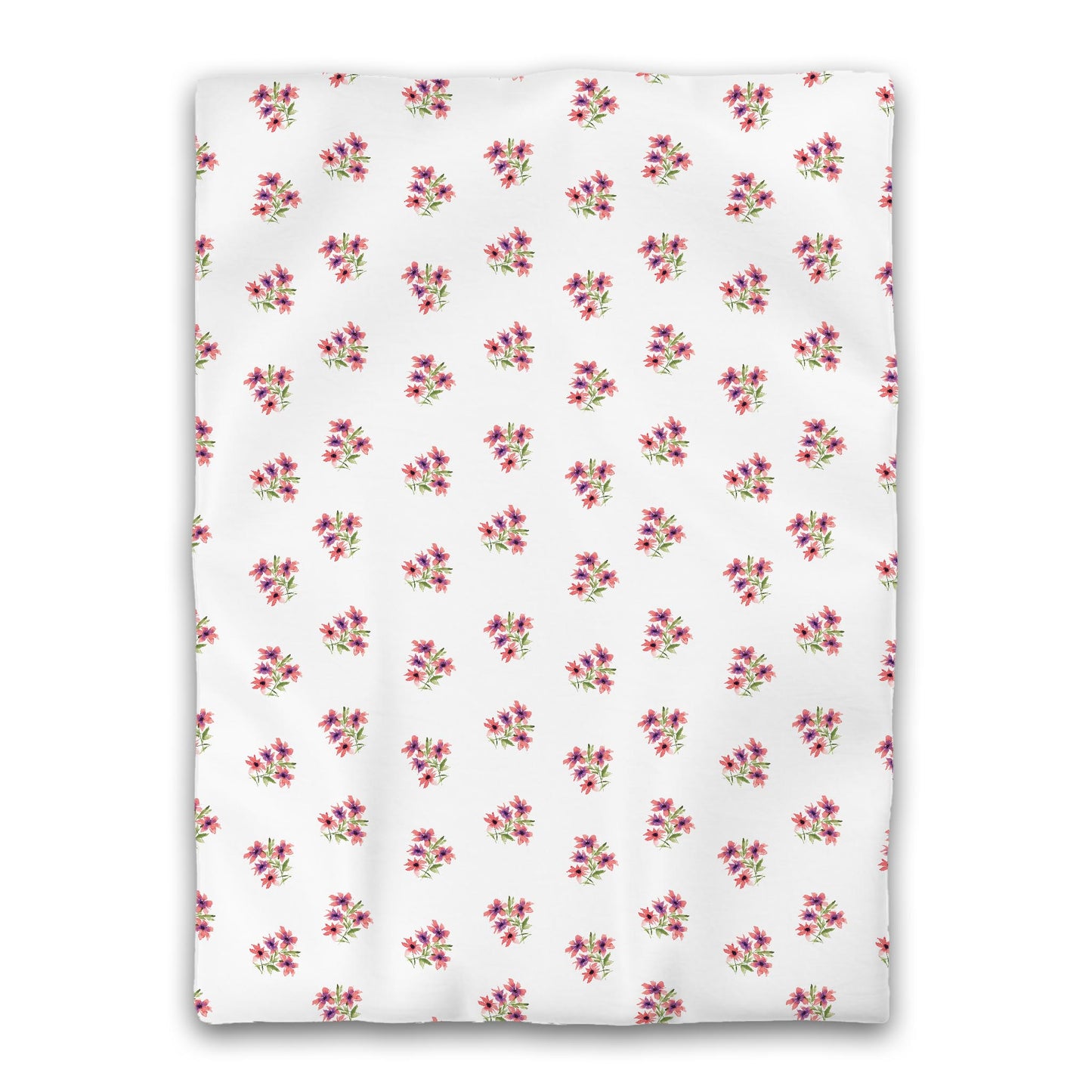 White Microfiber Duvet, Medium Pink Floral Pattern, Twin XL - 68 x 92 inches