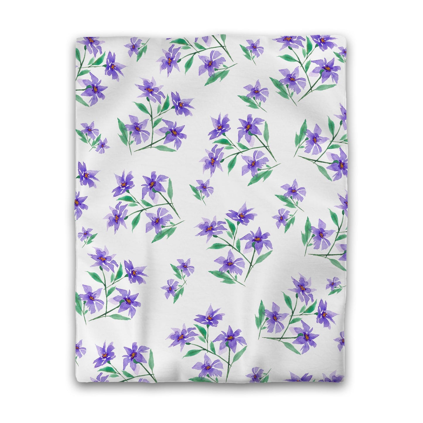 White Microfiber Duvet, Large Purple Floral Print, Twin - 68 x 88 inches