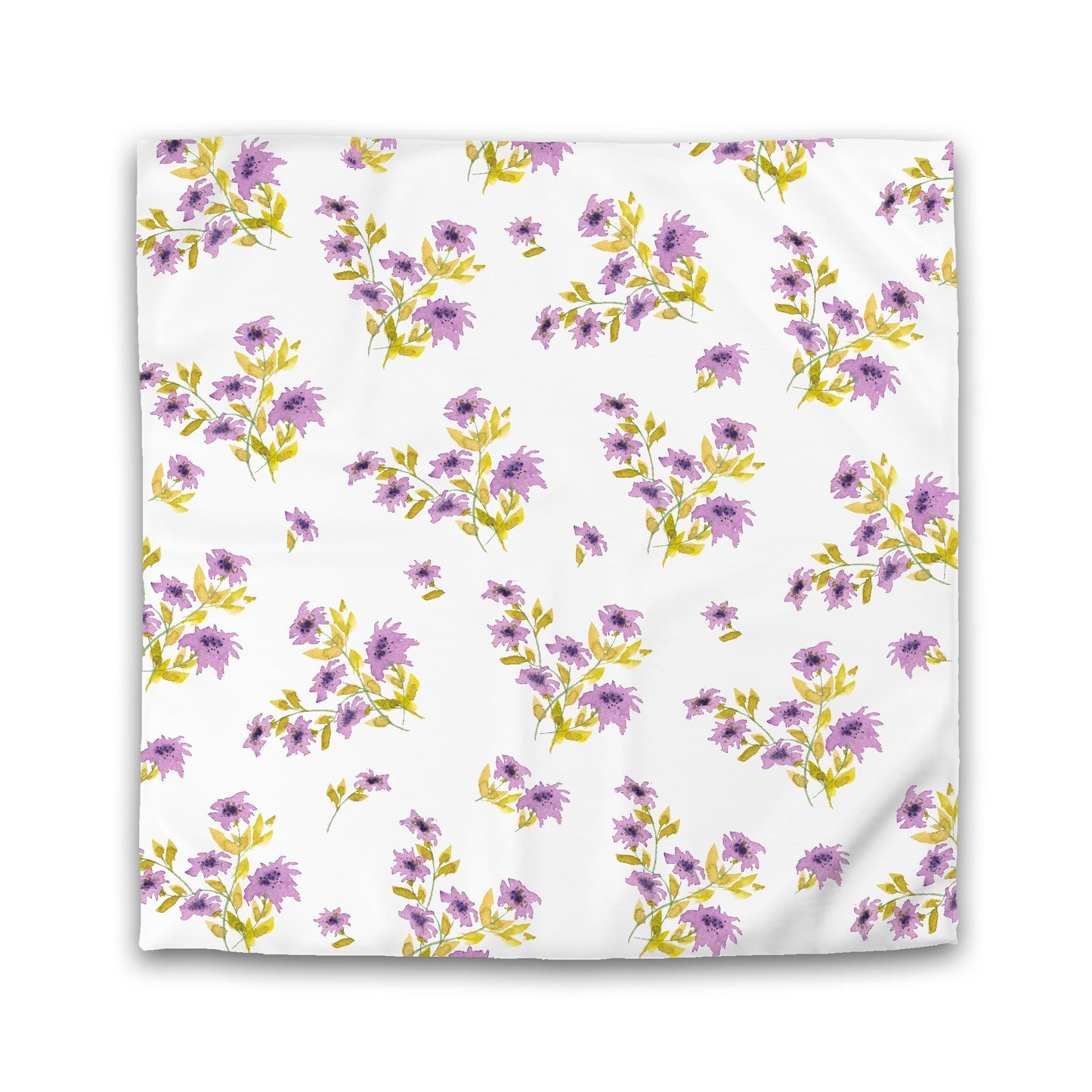 Off-White Cotton Sateen Duvet, Large Mauve Floral Print, Queen - 90 x 90 inches