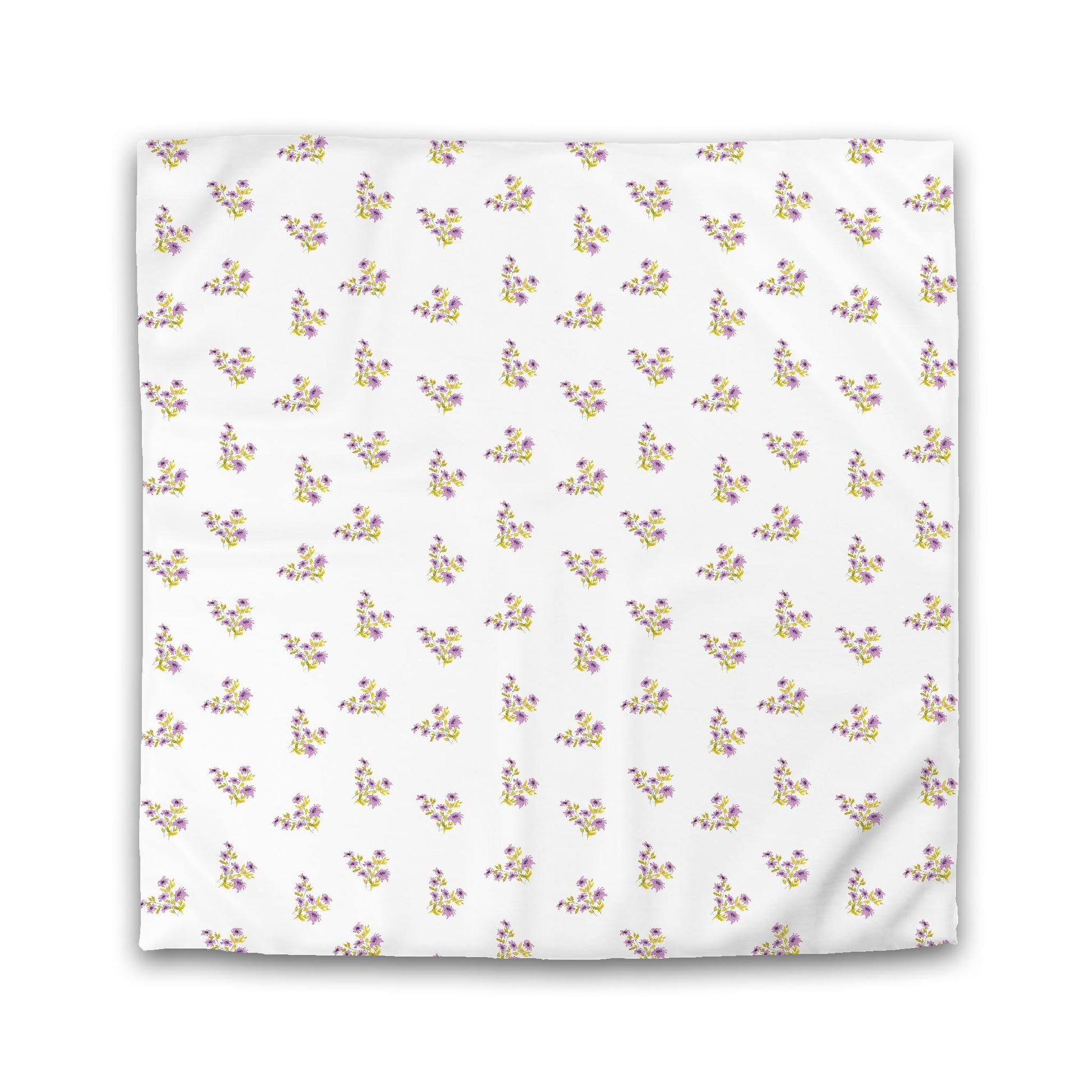 Off-White Cotton Sateen Duvet, Medium Mauve Floral Pattern, Queen - 90 x 90 inches