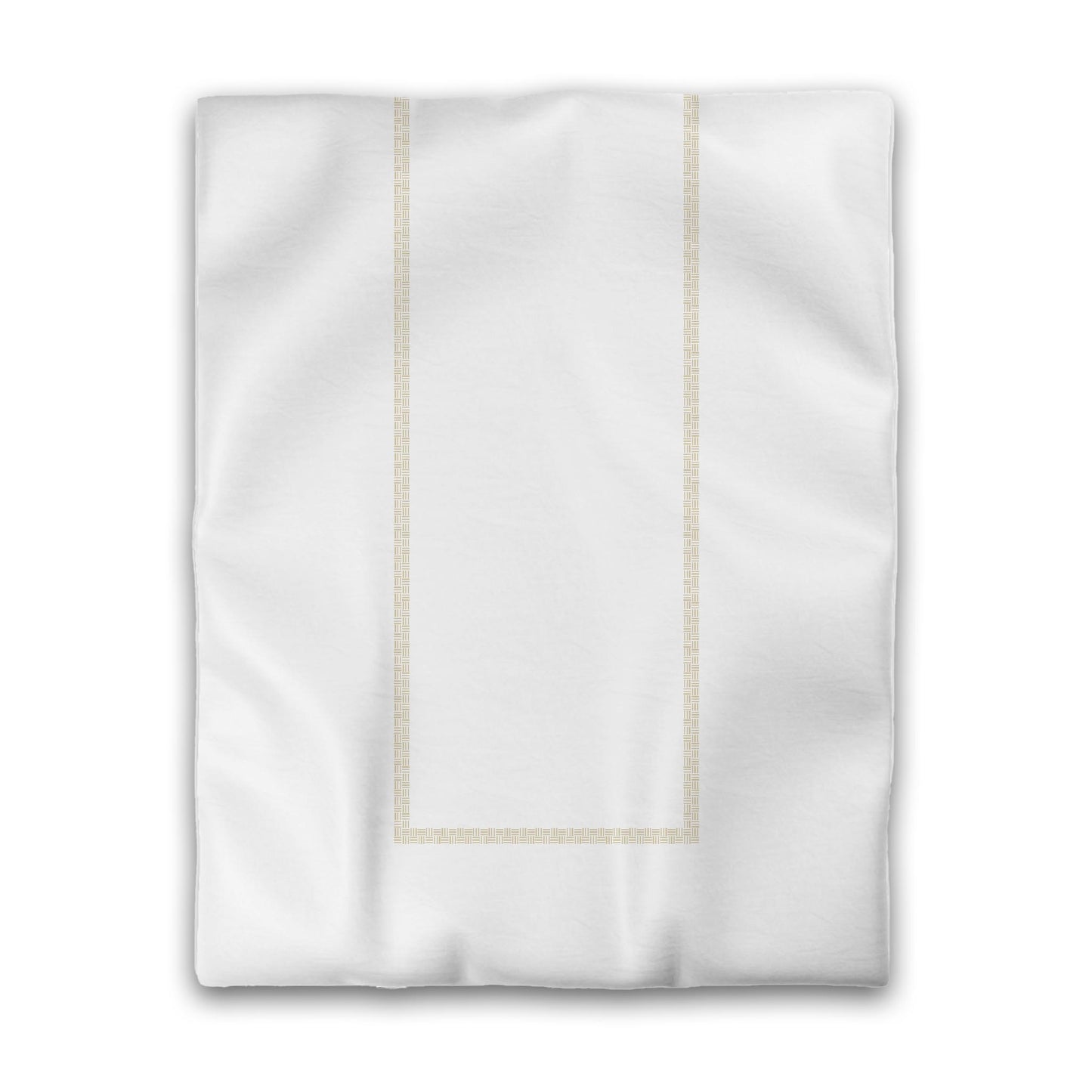 White Microfiber Duvet Cover, Desert Sand Double Weave Motif Print, Classic Border, Twin (width x length) 68 x 88 inches / 173 x 224 cm