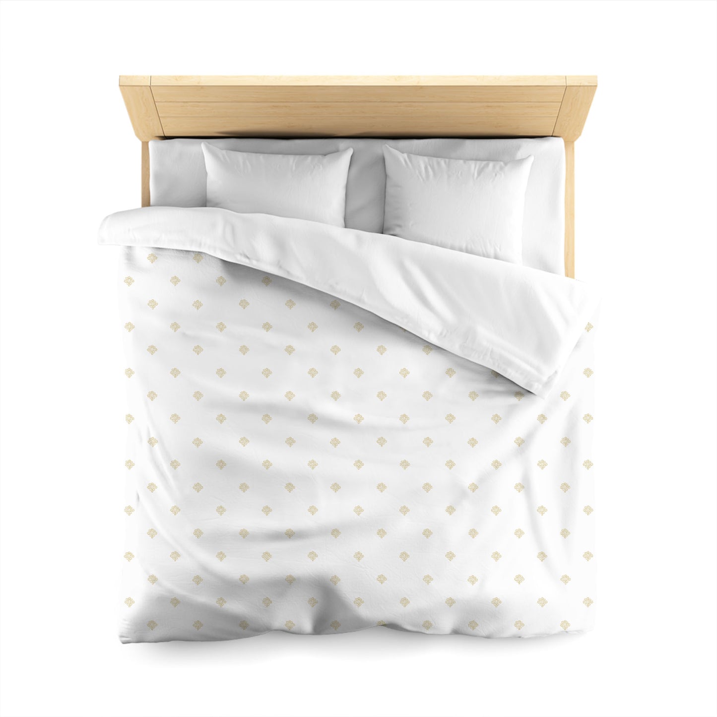 Off-white Cotton Sateen Duvet Cover, Desert Sand Hand-painted Swizzle Motif Print, Queen (width x length) 90 x 90 inches / 229 x 229 cm