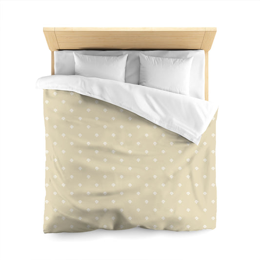 Desert Sand Microfiber Duvet Cover, White Hand-painted Swizzle Motif Print, Queen (width x length) 88 x 88 inches / 224 x 224 cm
