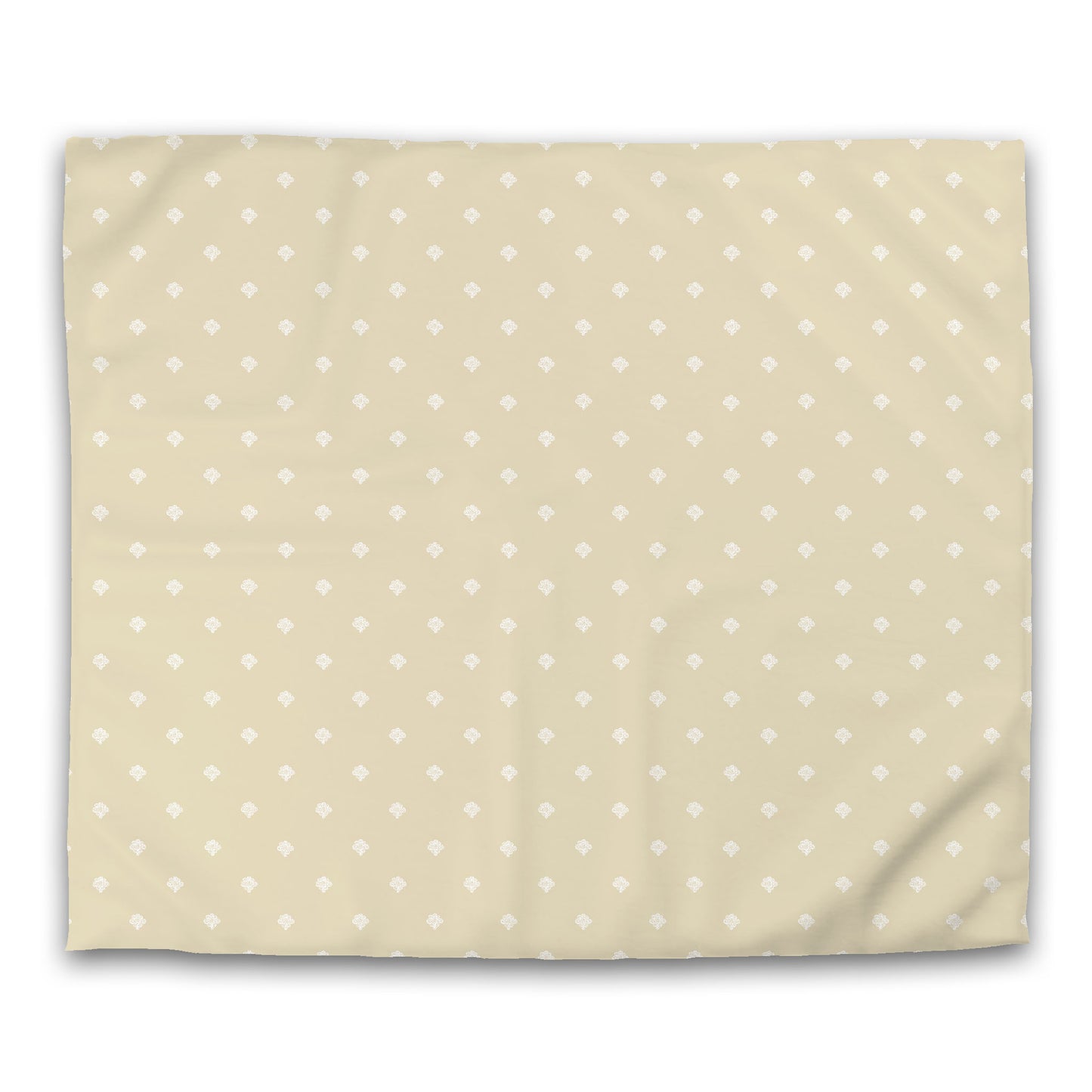 Tan Microfiber Duvet Cover, White Hand-painted Swizzle Motif Print | MFDU-1371-172