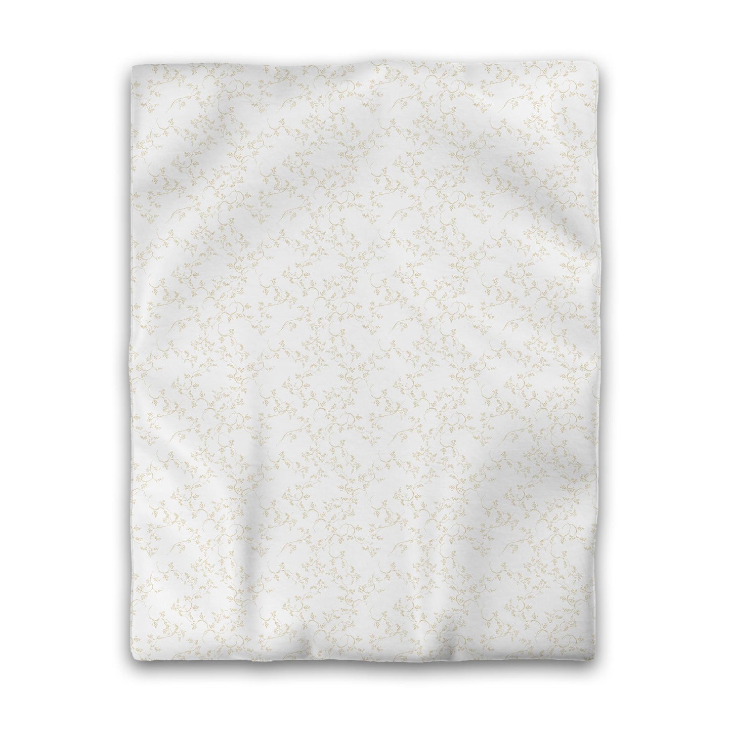 White Microfiber Duvet Cover, Desert Sand Hand-painted Vine Print, Twin (width x length) 68 x 88 inches / 173 x 224 cm