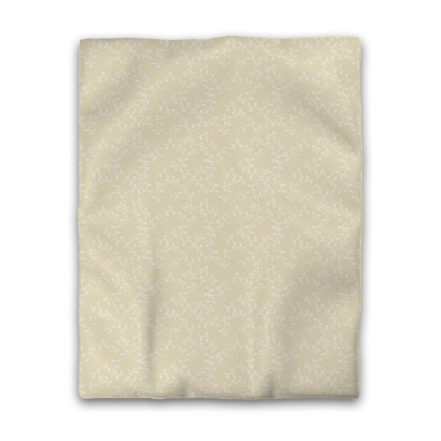 Desert Sand Microfiber Duvet Cover, White Hand-painted Vine Print, Twin (width x length) 68 x 88 inches / 173 x 224 cm