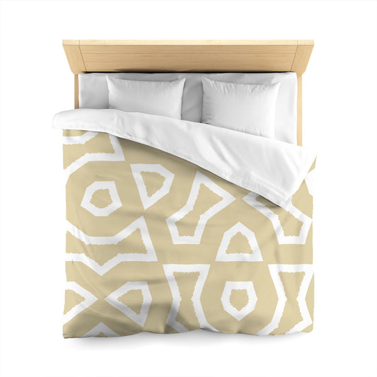 Desert Sand Microfiber Duvet Cover, Bold White Graphic, Queen (width x length) 88 x 88 inches / 224 x 224 cm