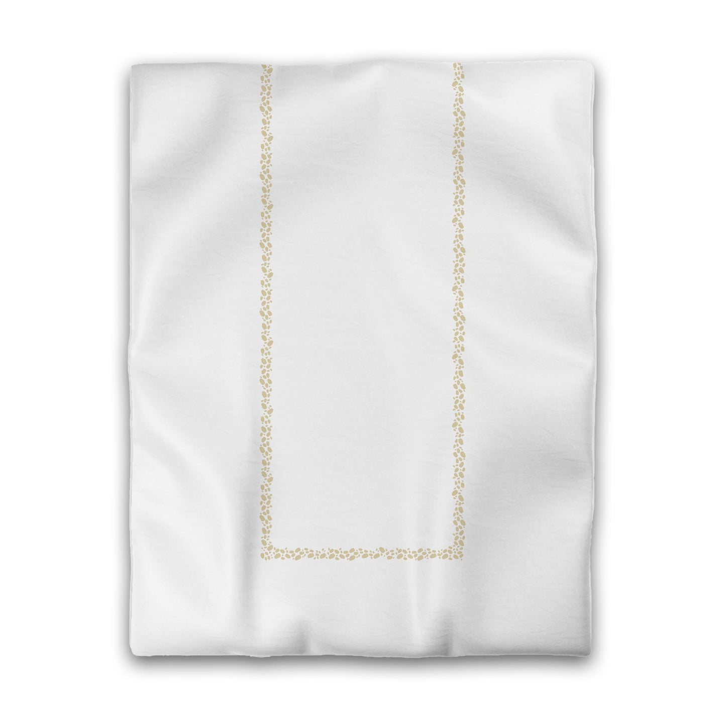 White Microfiber Duvet Cover, Tan Hand-painted Dab Motif Print, Classic Border | MFDU-1371-091