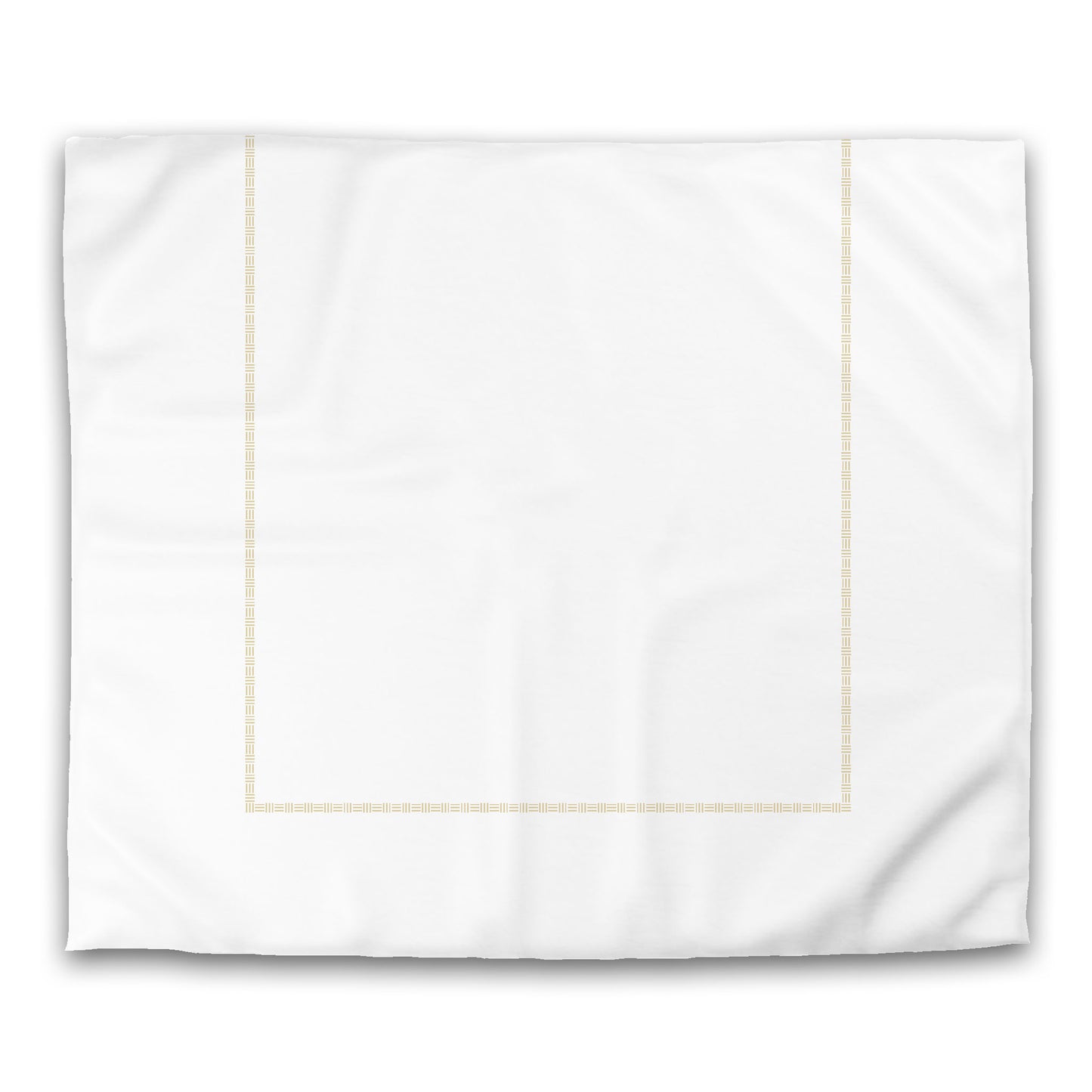 White Microfiber Duvet Cover, Tan Single Weave Motif Print, Classic Border | MFDU-1371-141