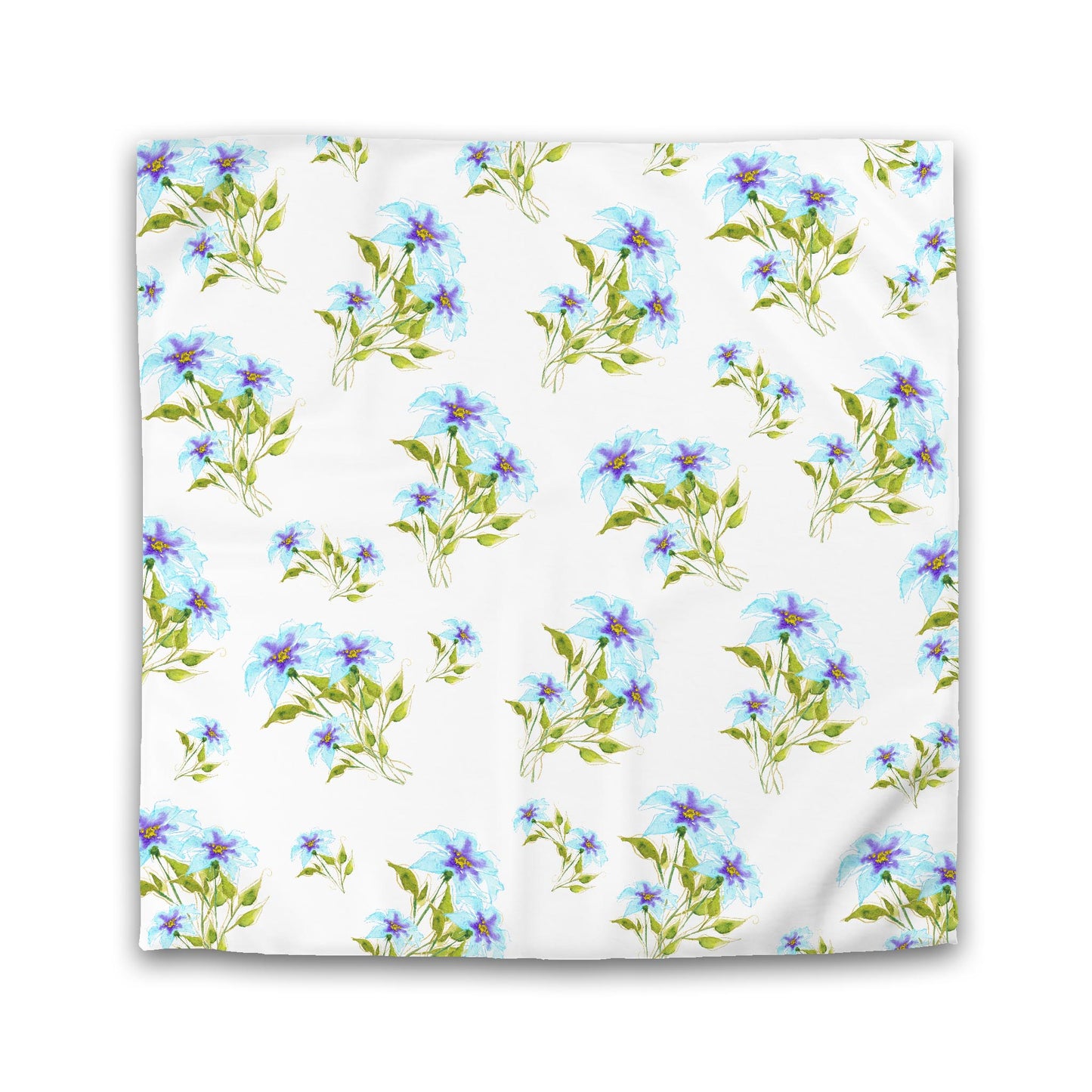 White Microfiber Duvet Cover, Large Blue Floral Print | MFDU-1374