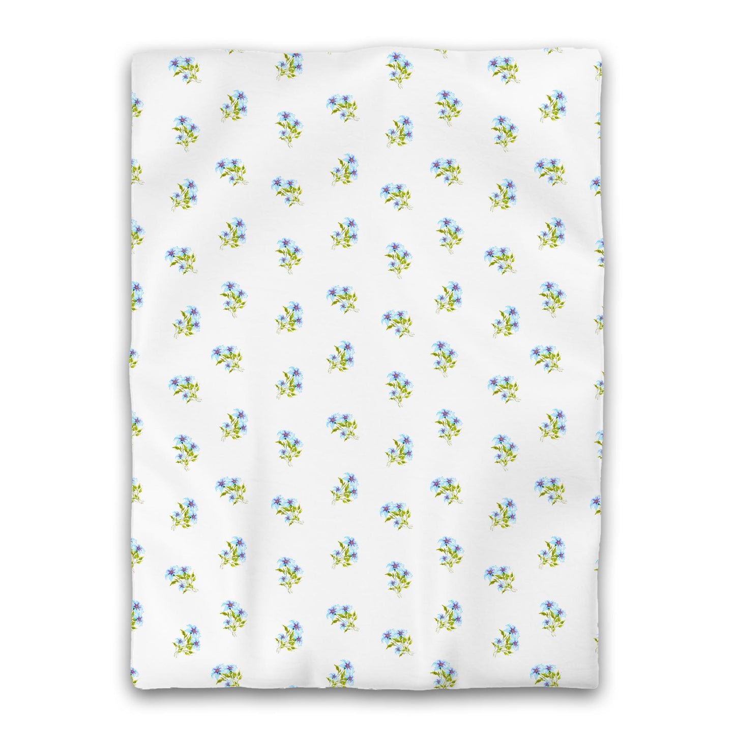 White Microfiber Duvet, Medium Blue Floral Pattern, Twin XL - 68 x 92 inches