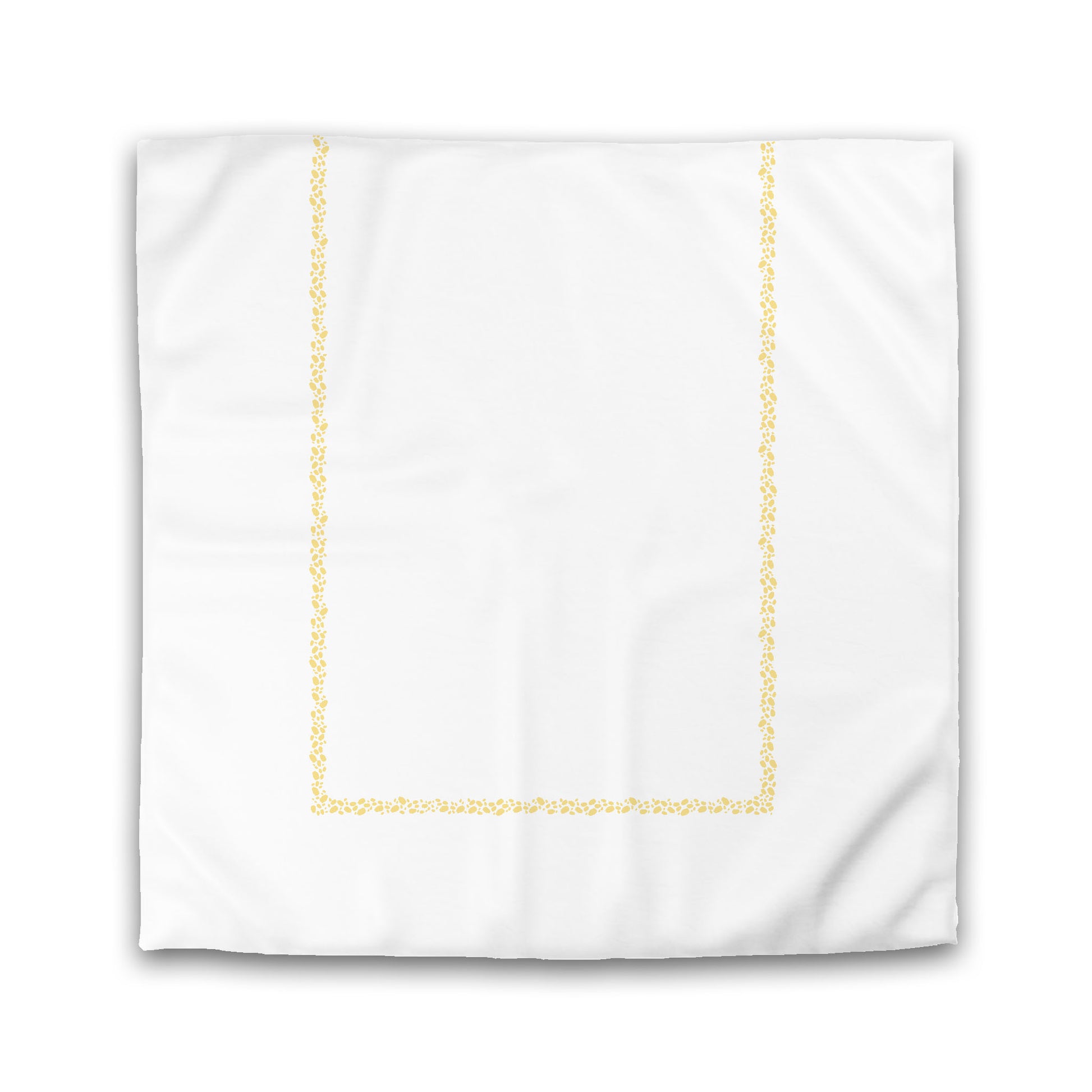 White Microfiber Duvet Cover, Yellow Hand-painted Dab Motif Print, Classic Border, King (width x length) 104 x 88 inches / 264 x 224 cm