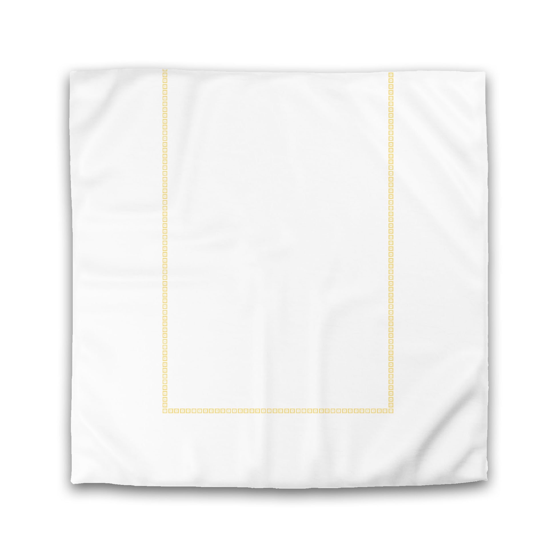 White Microfiber Duvet Cover, Yellow Repeating Square Motif Print, Classic Border, King (width x length) 104 x 88 inches / 264 x 224 cm