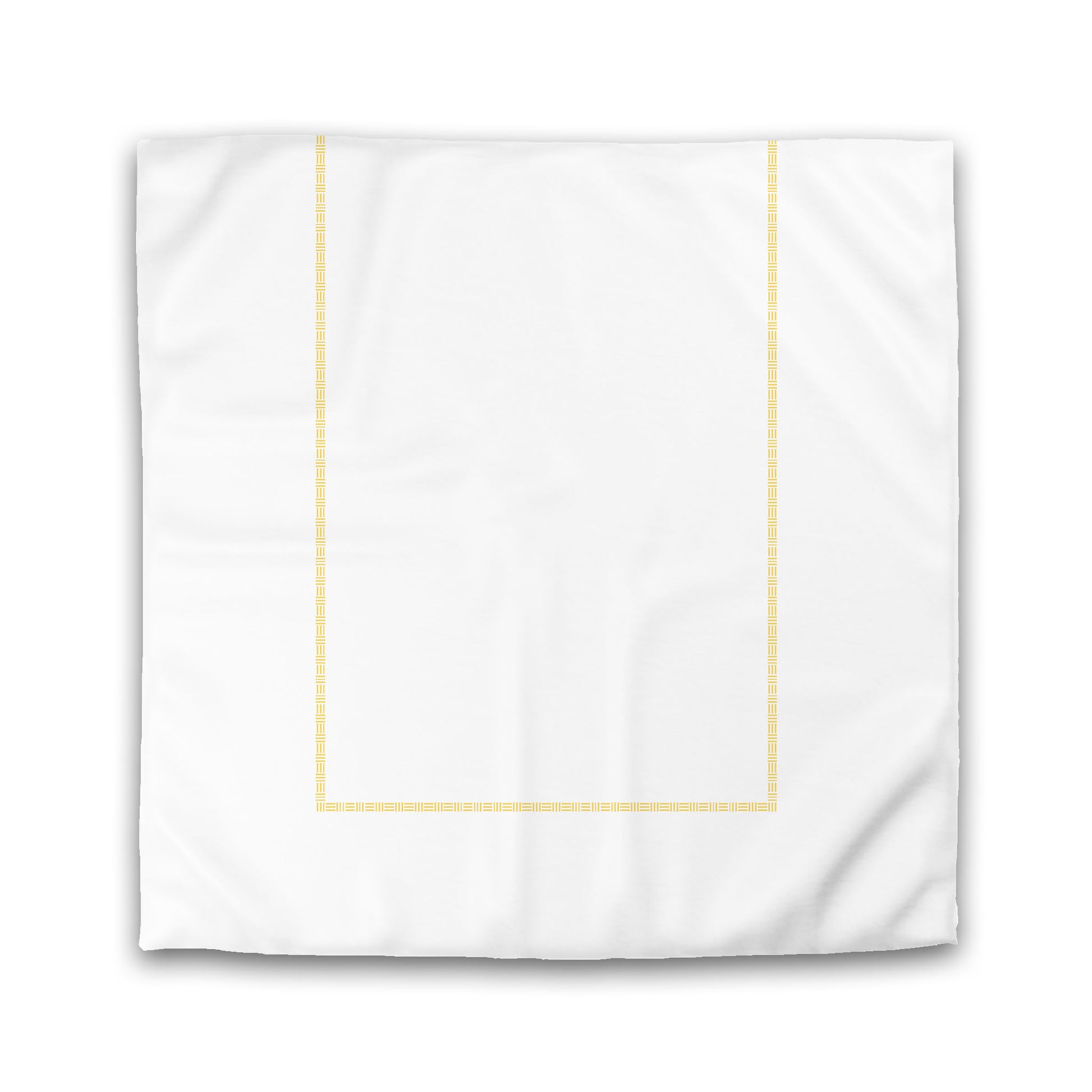 White Microfiber Duvet Cover, Yellow Single Weave Motif Print, Classic Border, King (width x length) 104 x 88 inches / 264 x 224 cm