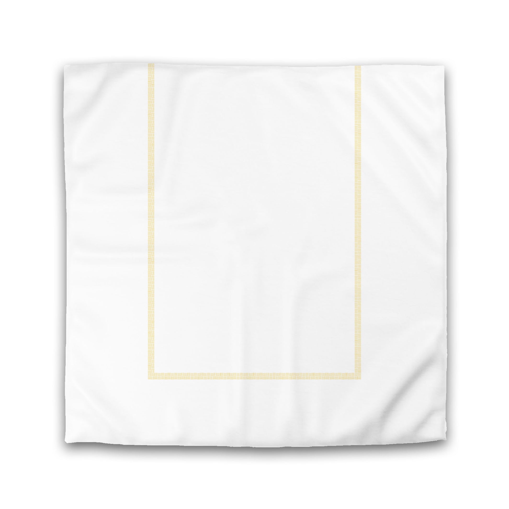 White Microfiber Duvet Cover, Yellow Double Weave Motif Print, Classic Border, King (width x length) 104 x 88 inches / 264 x 224 cm