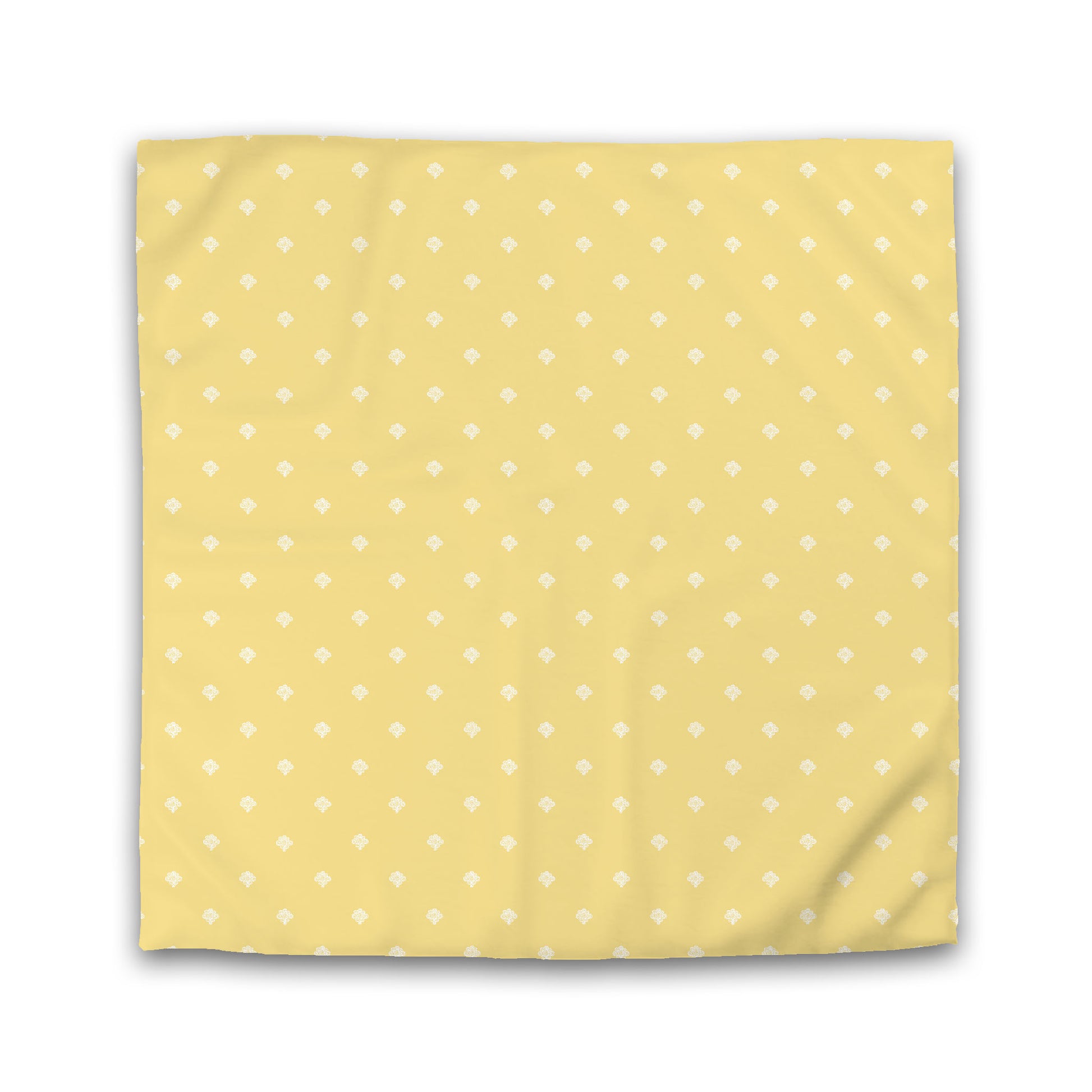 Yellow Microfiber Duvet Cover, White Hand-painted Swizzle Motif Print, King (width x length) 104 x 88 inches / 264 x 224 cm