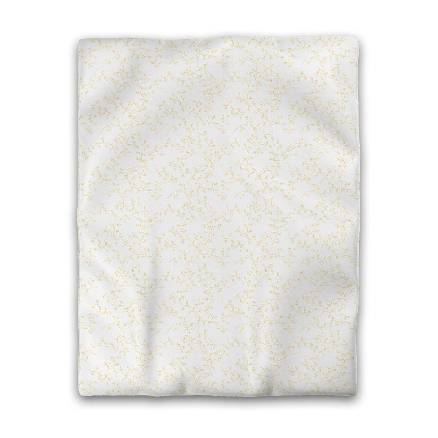 White Microfiber Duvet Cover, Yellow Hand-painted Vine Print, Twin (width x length) 68 x 88 inches / 173 x 224 cm