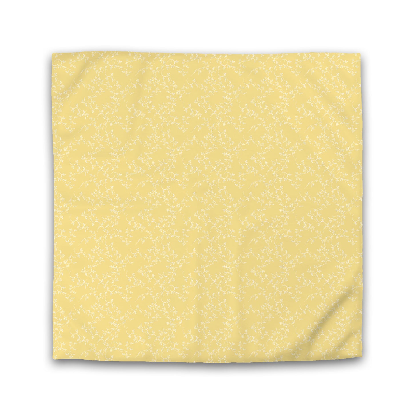 Yellow Microfiber Duvet Cover, White Hand-painted Vine Print, King (width x length) 104 x 88 inches / 264 x 224 cm
